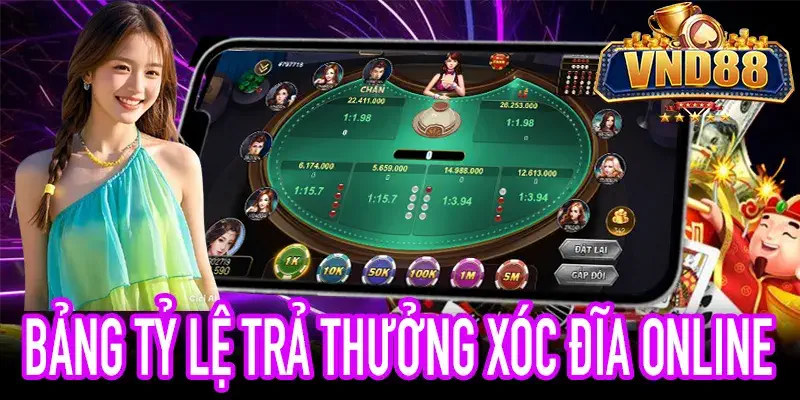 Bảng tỷ lệ trả thưởng chi tiết trong luật chơi xóc đĩa