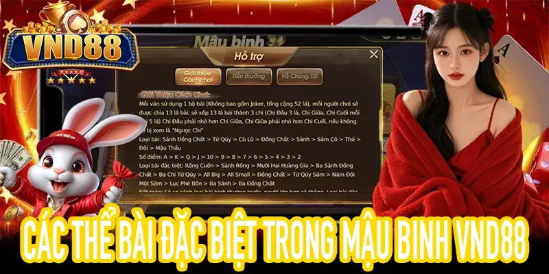 Bảng thể bài đặc biệt Mậu Binh VND88 và giá trị thưởng chi tiết